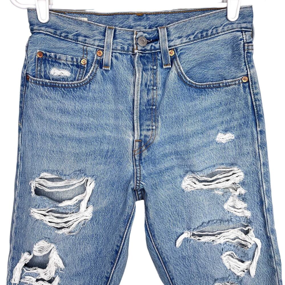 Levi's High Rise Ripped Blue Jeans - Picture 2 of 15